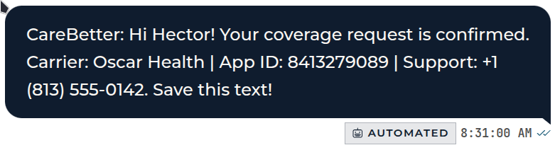 Automated follow-up SMS thread with a client